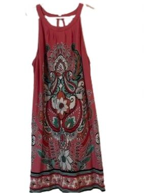 New York & Company Pink&Teal Paisley Halter Shift Dress Size XXL